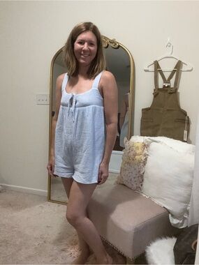 Needii Light Blue Cotton Gauze Romper - Women’s boutique